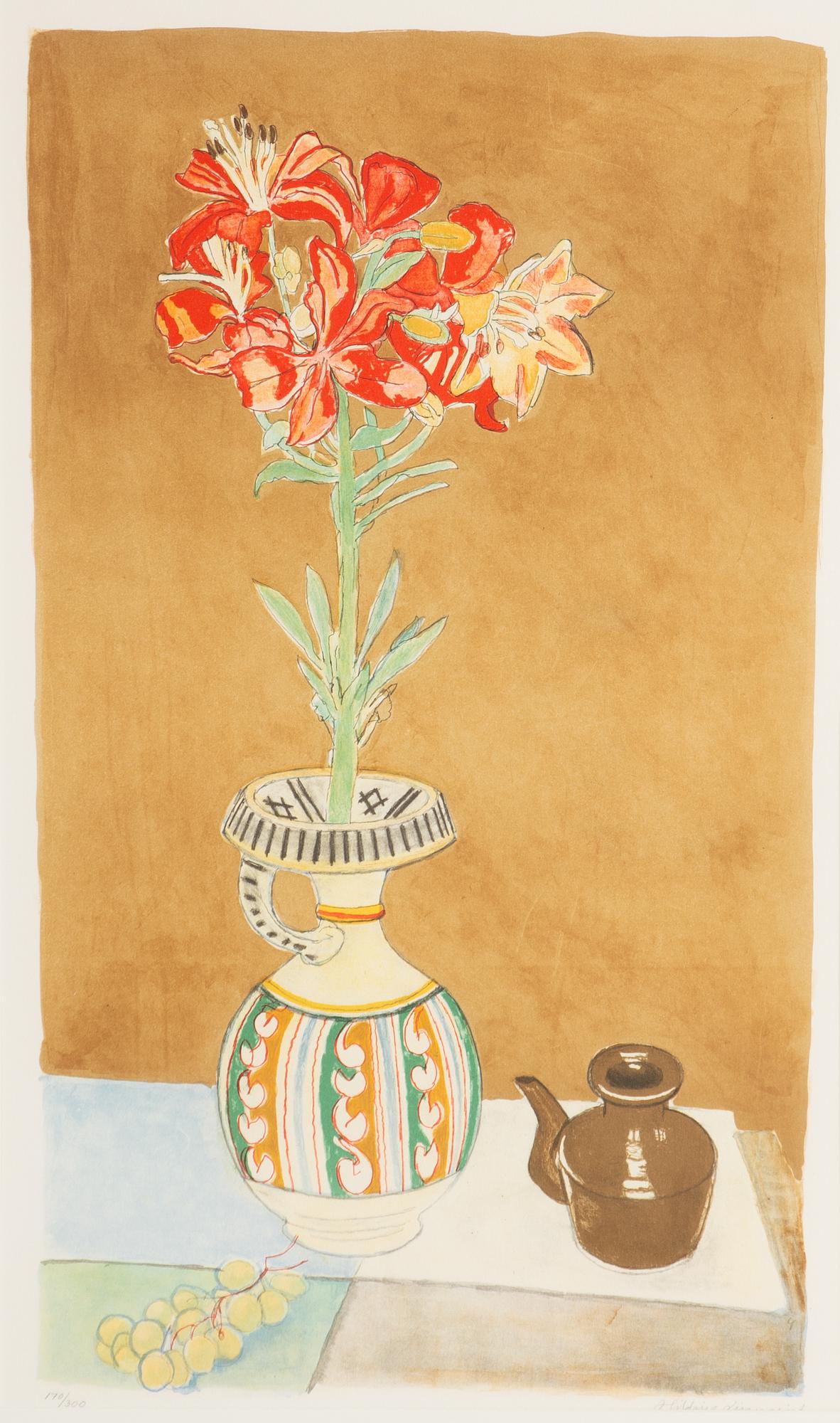 Hilding Linnqvist, Still life with red lily.