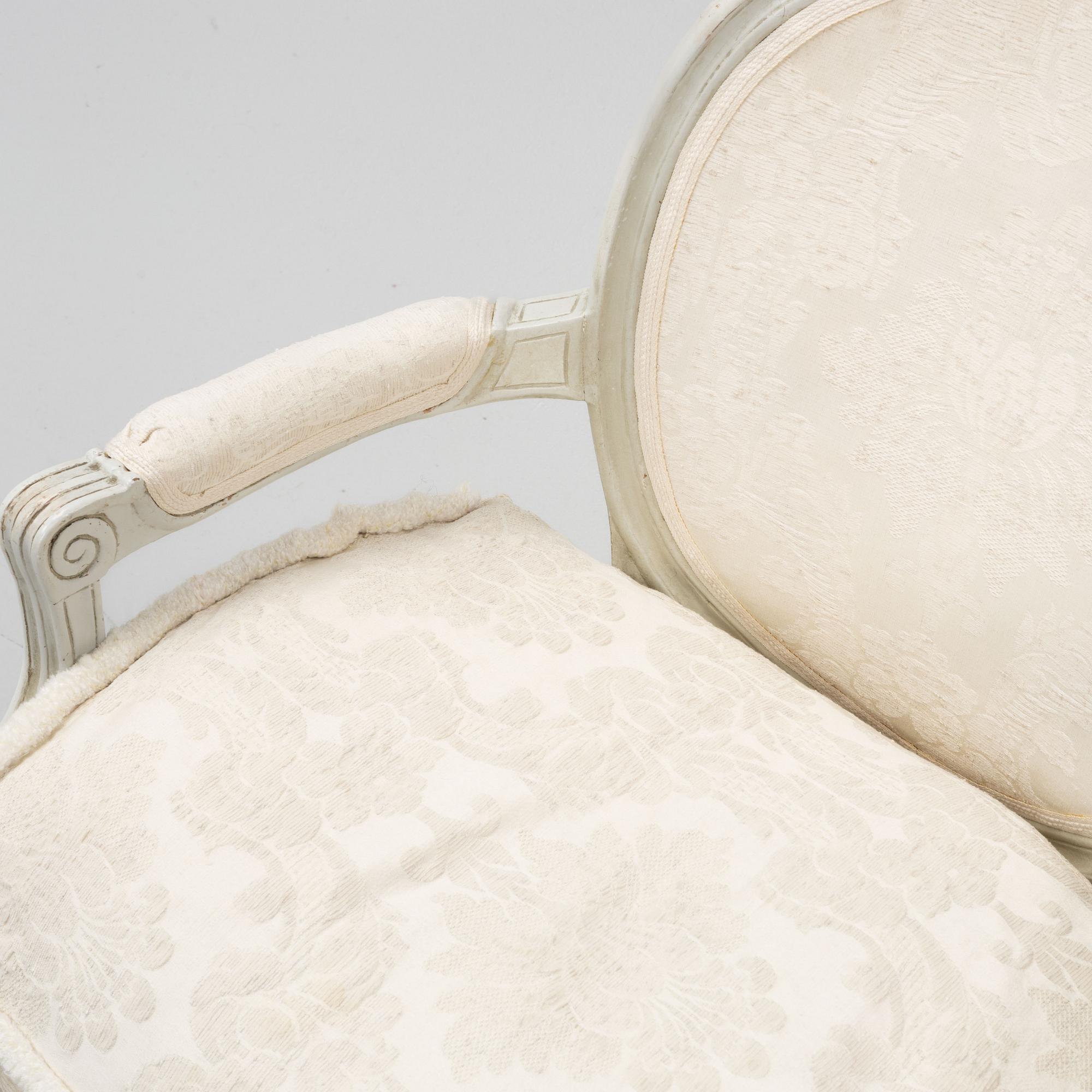 A matched pair of Gustavian armchairs, second part of the 18th Century.