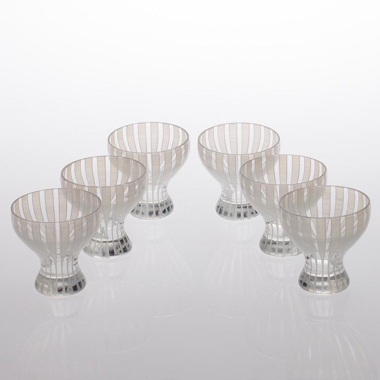 GLAS, 6 st, design Bengt Orup, Johansfors glasbruk. 1900-senare hälft.