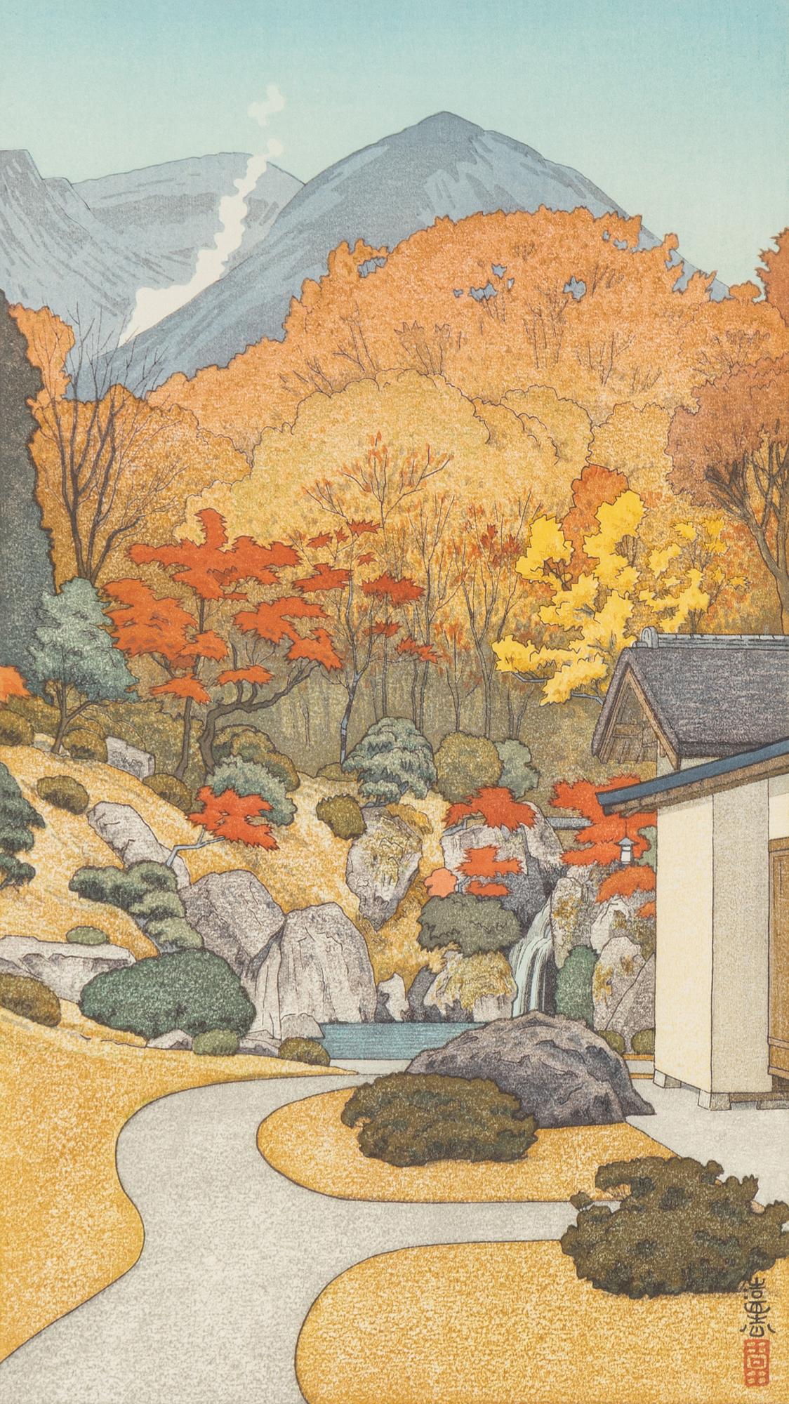 Toshi Yoshida, A woodblock print in colurs, 1954, signed in pencil.