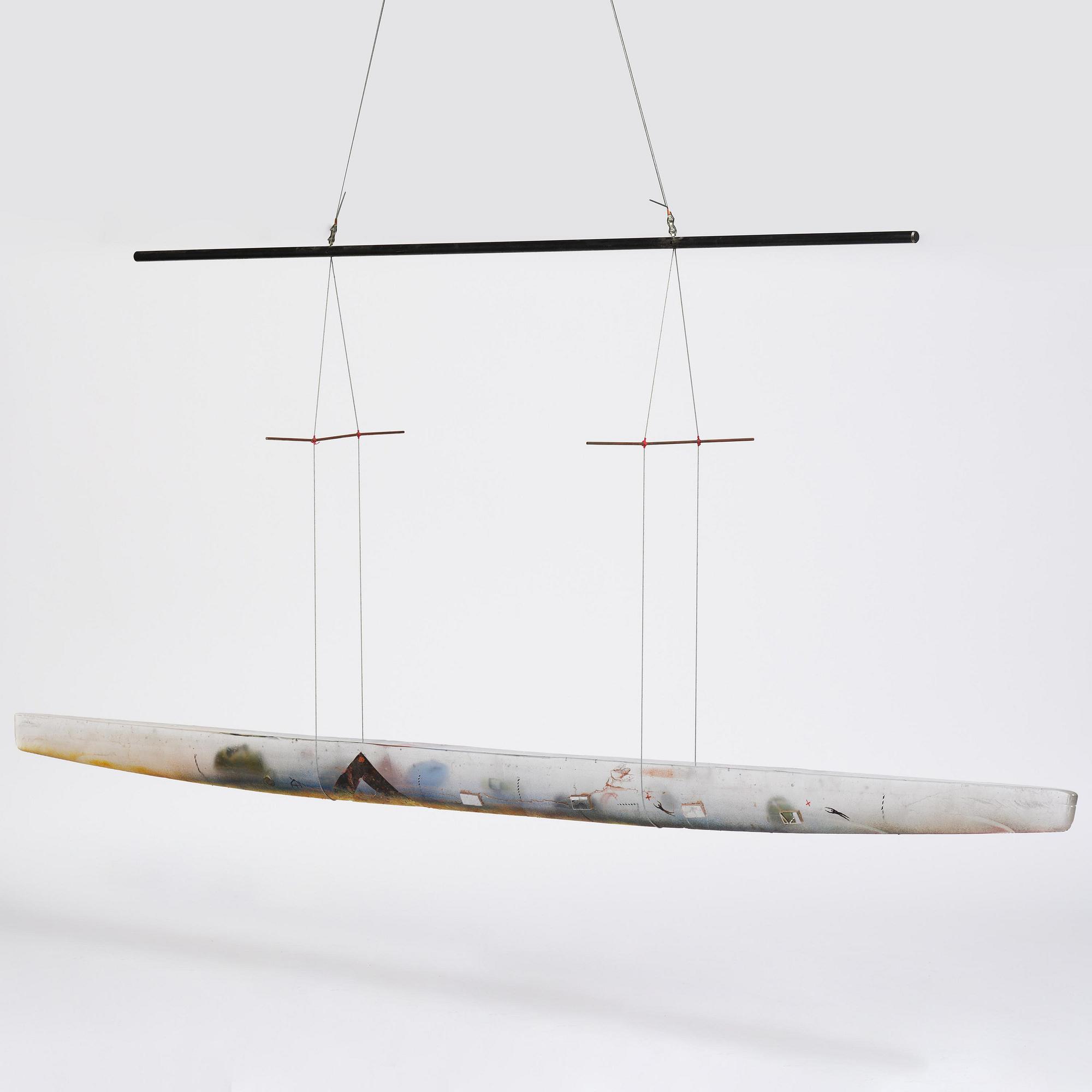 Bertil Vallien, a monumental sand cast glass sculpture of a boat, Kosta Boda, Sweden, 21st century.