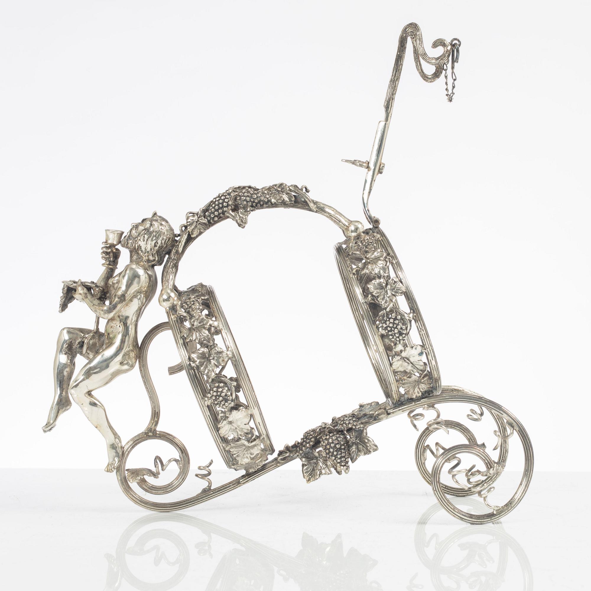 Flaskhållare, nysilver, saknar stämplar, 1900-tal.