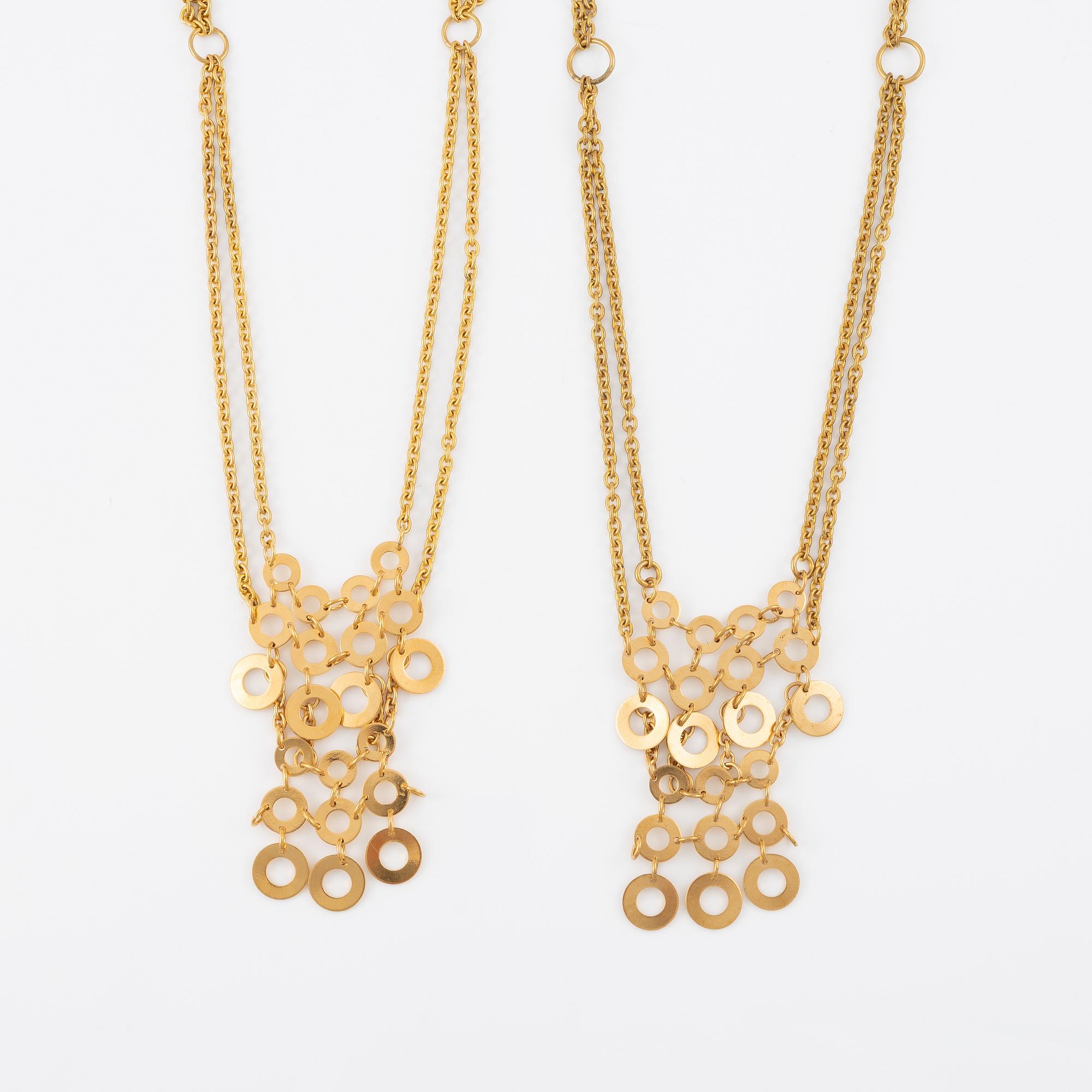 Siv Lagerström, two collars, gold-coloured metal.