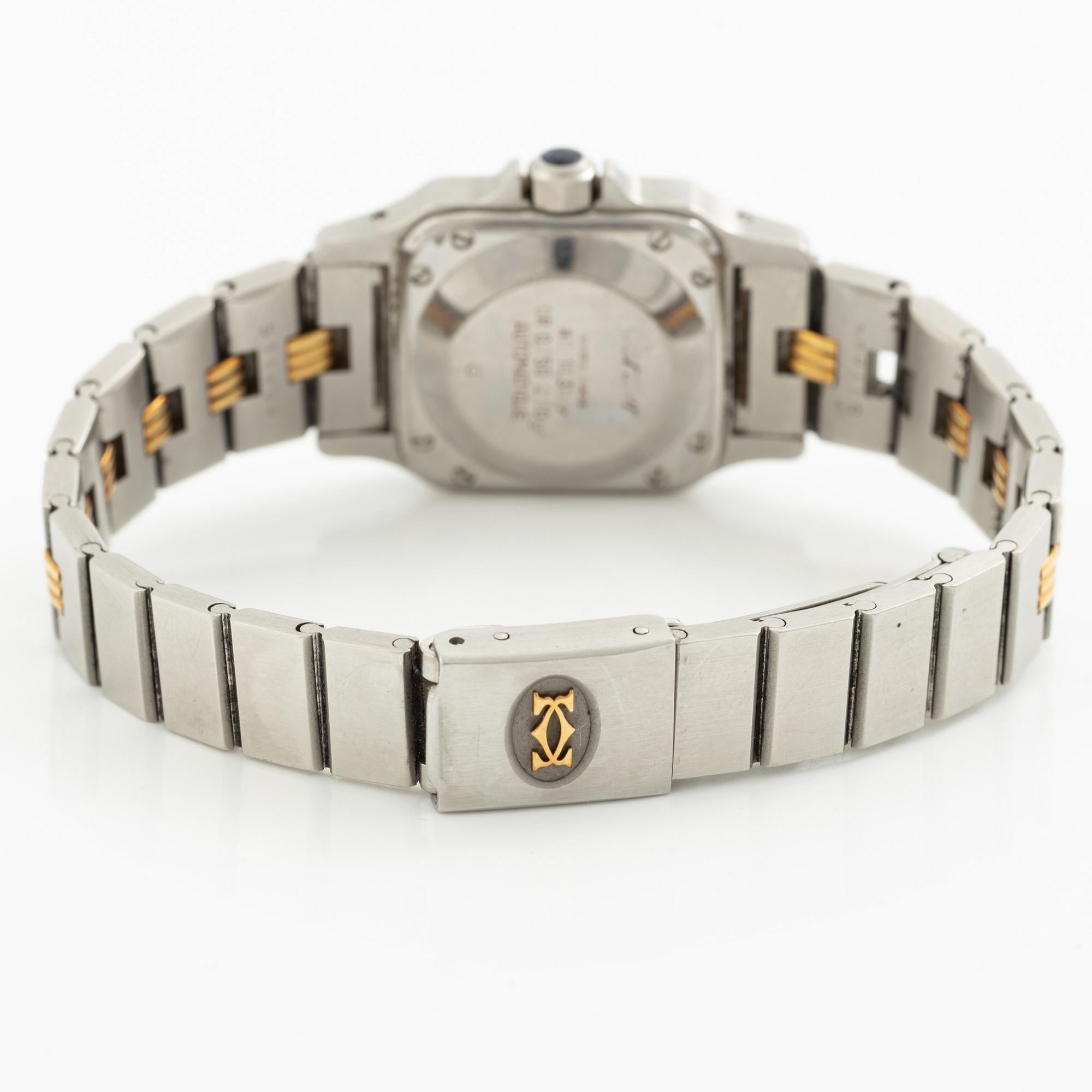Cartier, Santos, "Godron Bracelet", wristwatch, 23,5 x 23,5 (34,5) mm.
