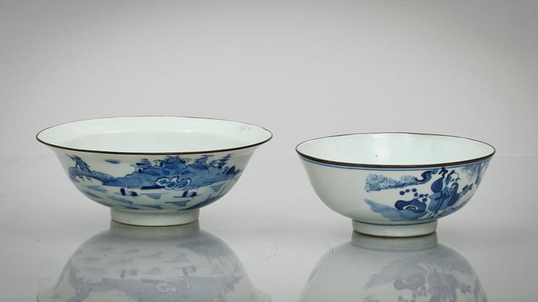 SKÅLAR, 2 st, porslin, Kina, Kangxistil. 1800/1900-tal.