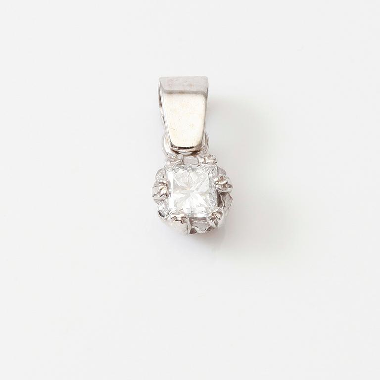 HÄNGE, 18K vitguld, princesslipad diamant ca 0.30 ct., svenska stämplar.