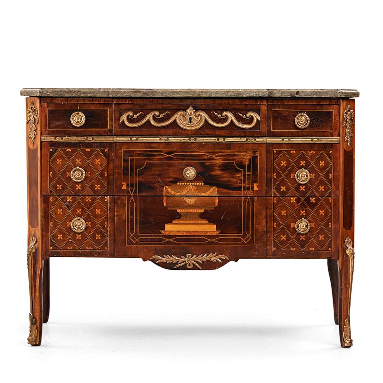 A Gustavian late 18th century commode by Anders Lundelius (master in Stockholm 1778-1823), not signed,