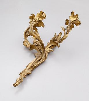 VÄGGAPPLIQUE, förgylld brons, rokokostil, 1800-tal.