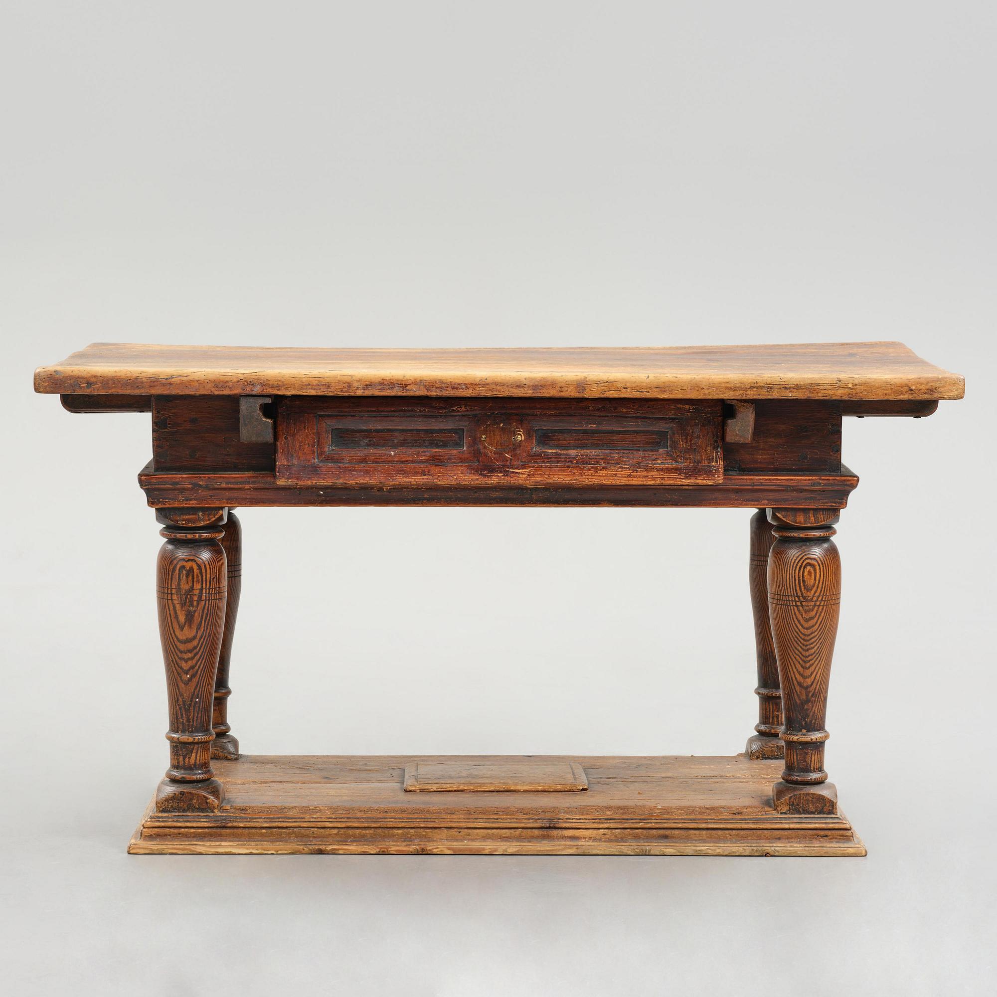 A Swedish baroque pine table, circa 1700.