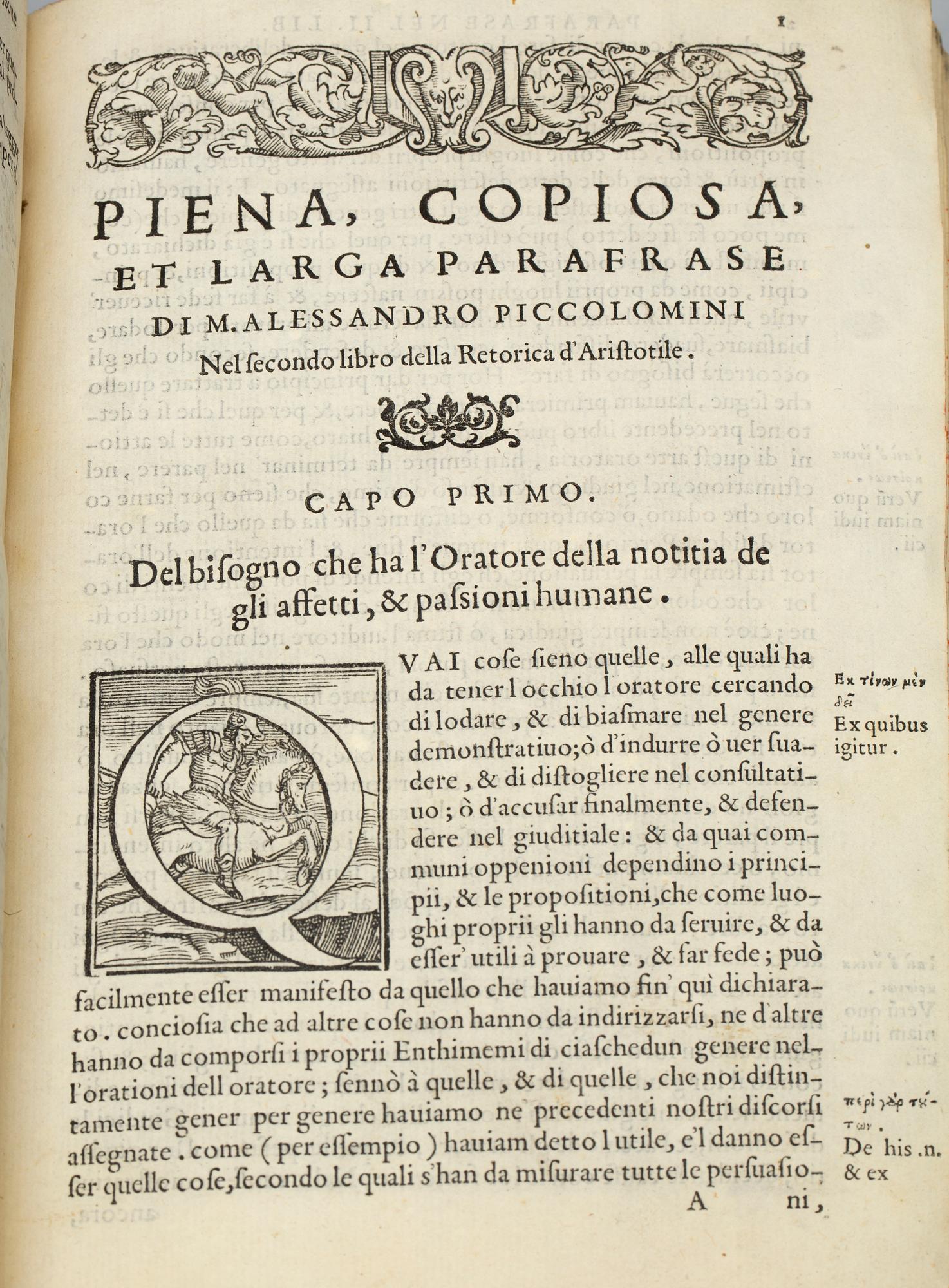 BOK, "Piena et larga parafrase", Alessandro Piccolomini, Venedig 1569.