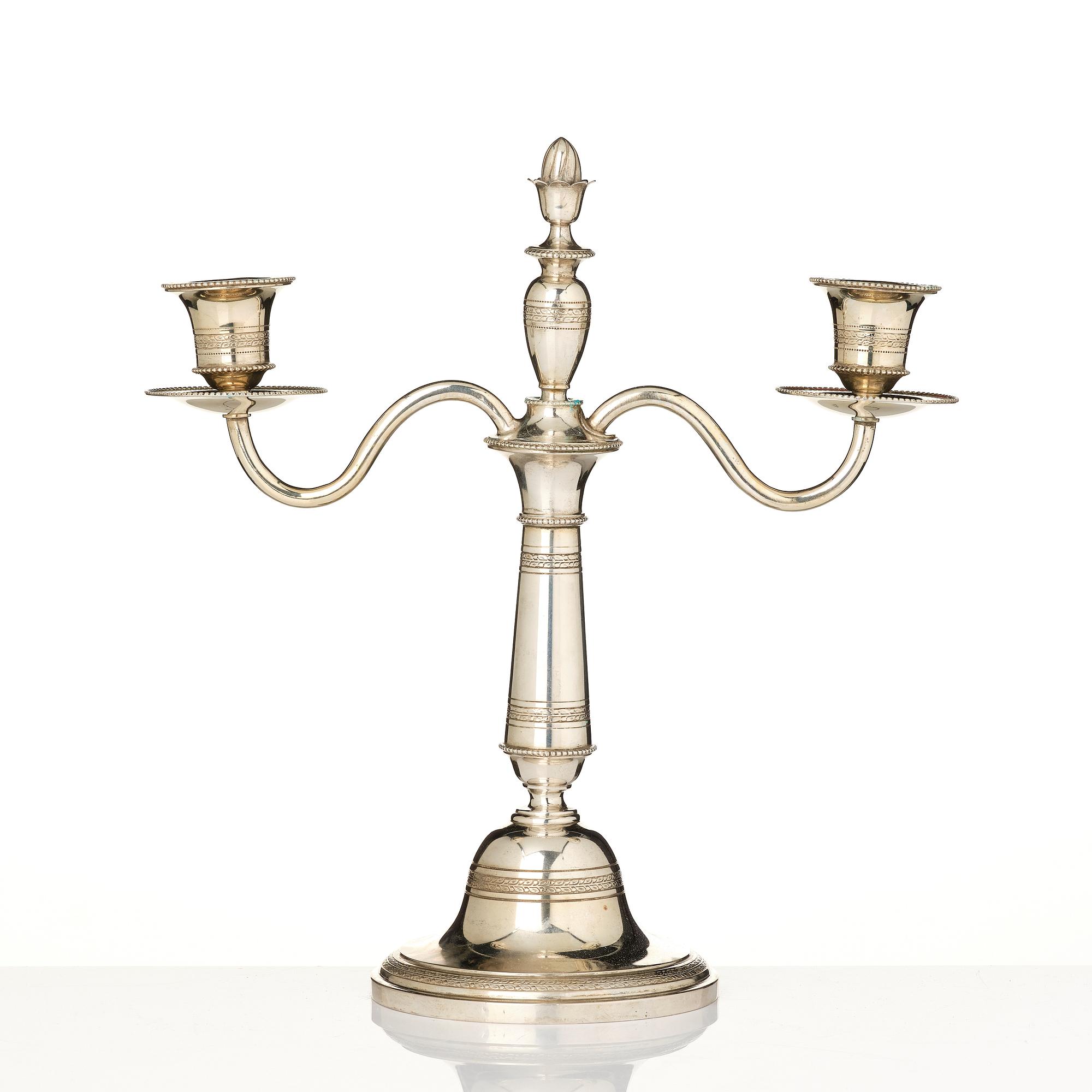 A two-light candelabrum, 800/1000 silver, Germany, 20th century.