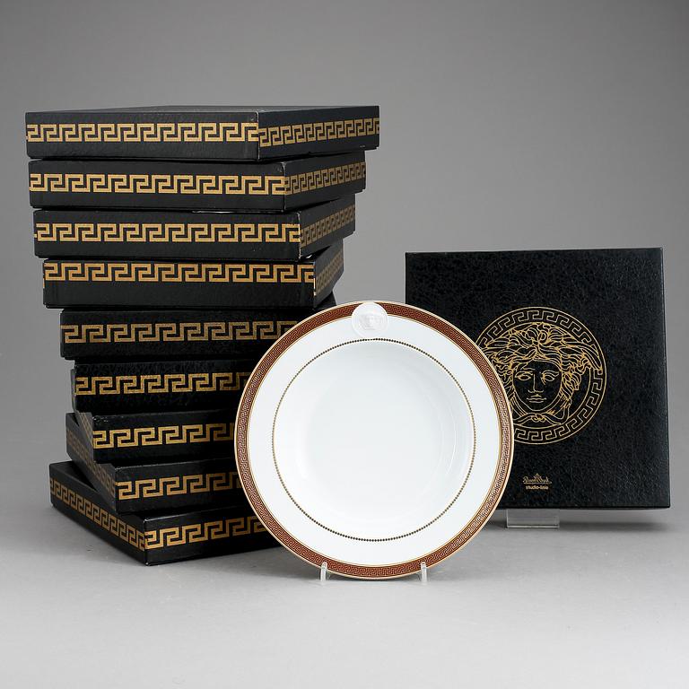 ASSIETTER, 10 st, "Medallion Méandre Marron", Versace för Studio-Linie Rosenthal.