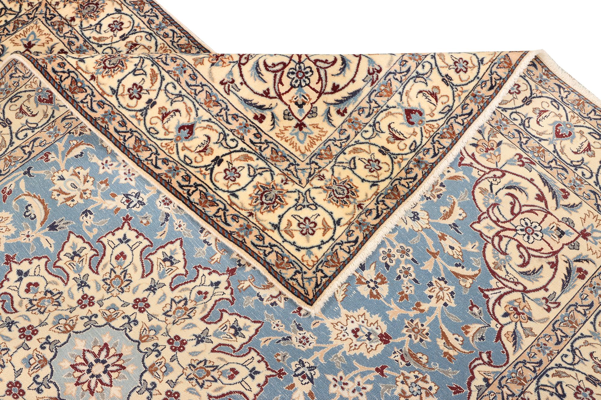 A Nain, part silk carpet, c. 196 x 120 cm.