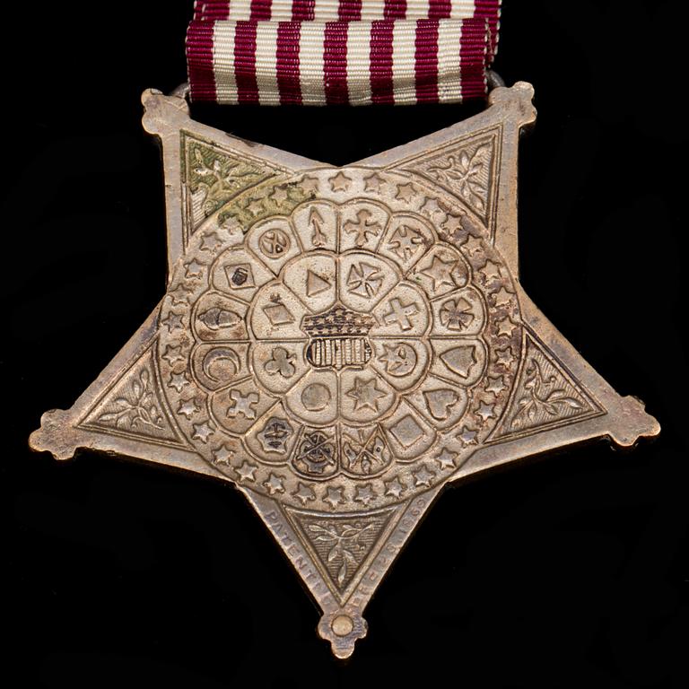 MEDALJ, försilvrad. För veteraner i Amerikanska inbördeskriget 1861-66.