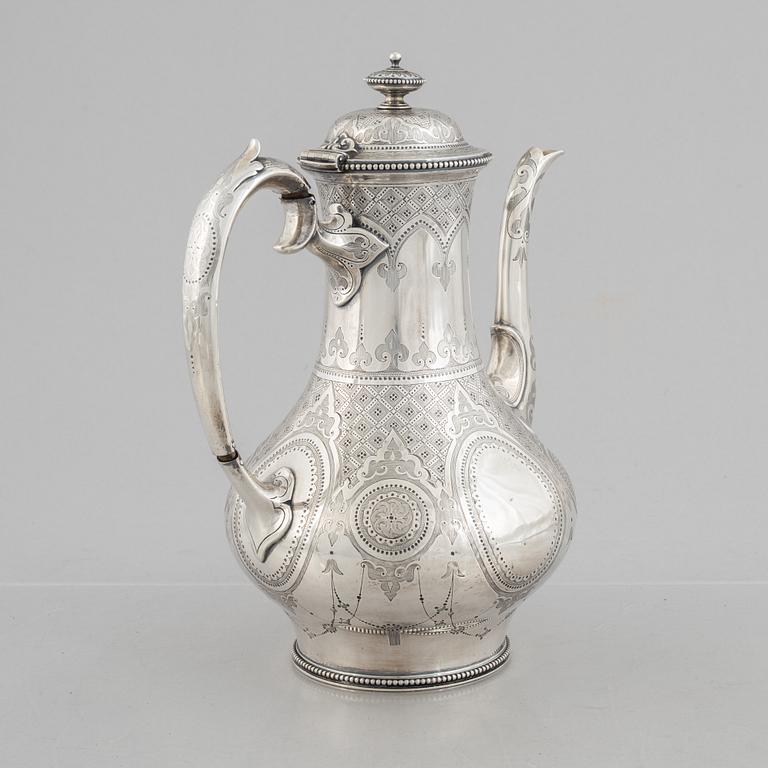 Edward & John Barnard, a sterling silver coffee pot, London, England 1862.