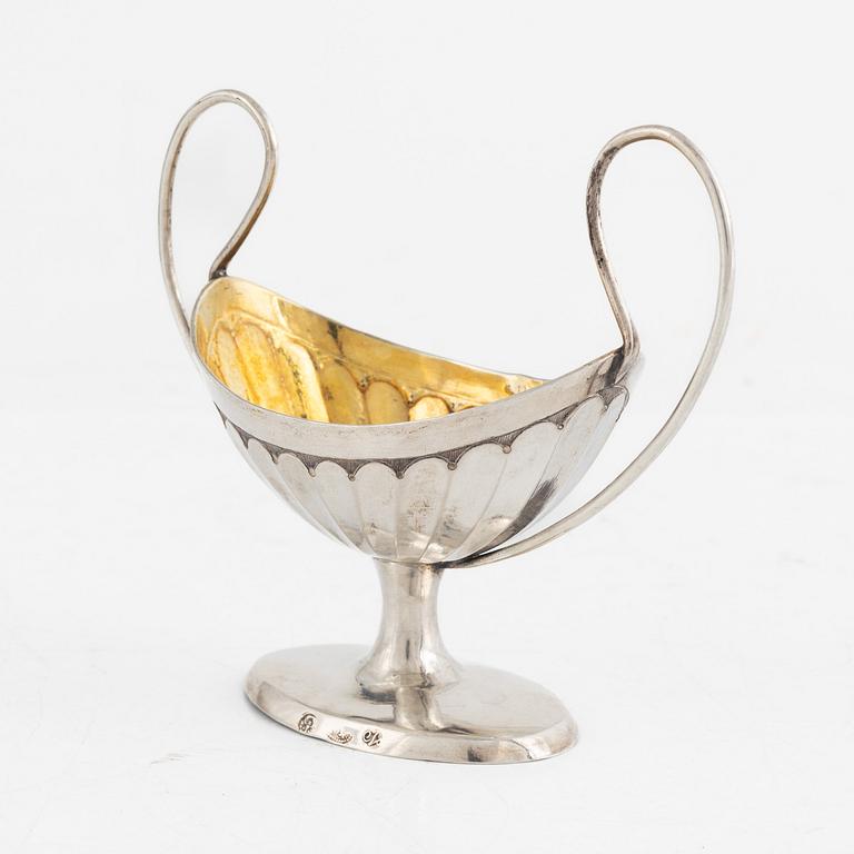 Saltkar, silver, oidentifierad mästarstämpel, möjligen Danmark ca 1800.