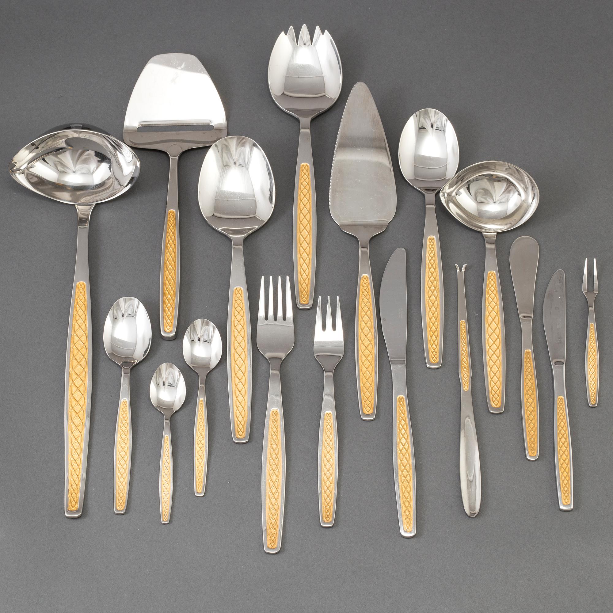 BESTICK, 130 delar, stål, "Guldi", Nilsjohan, 1900-talets andra hälft.