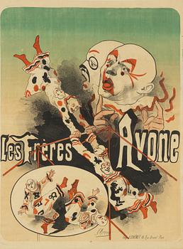 Jules Chéret, a lithographic poster, 'Les Frères Avone', Imp. J. Chéret, Paris, France, 1876.