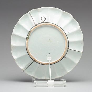 A 'tobacco leaf' dish, Qing dynasty, Qianlong (1736-95).