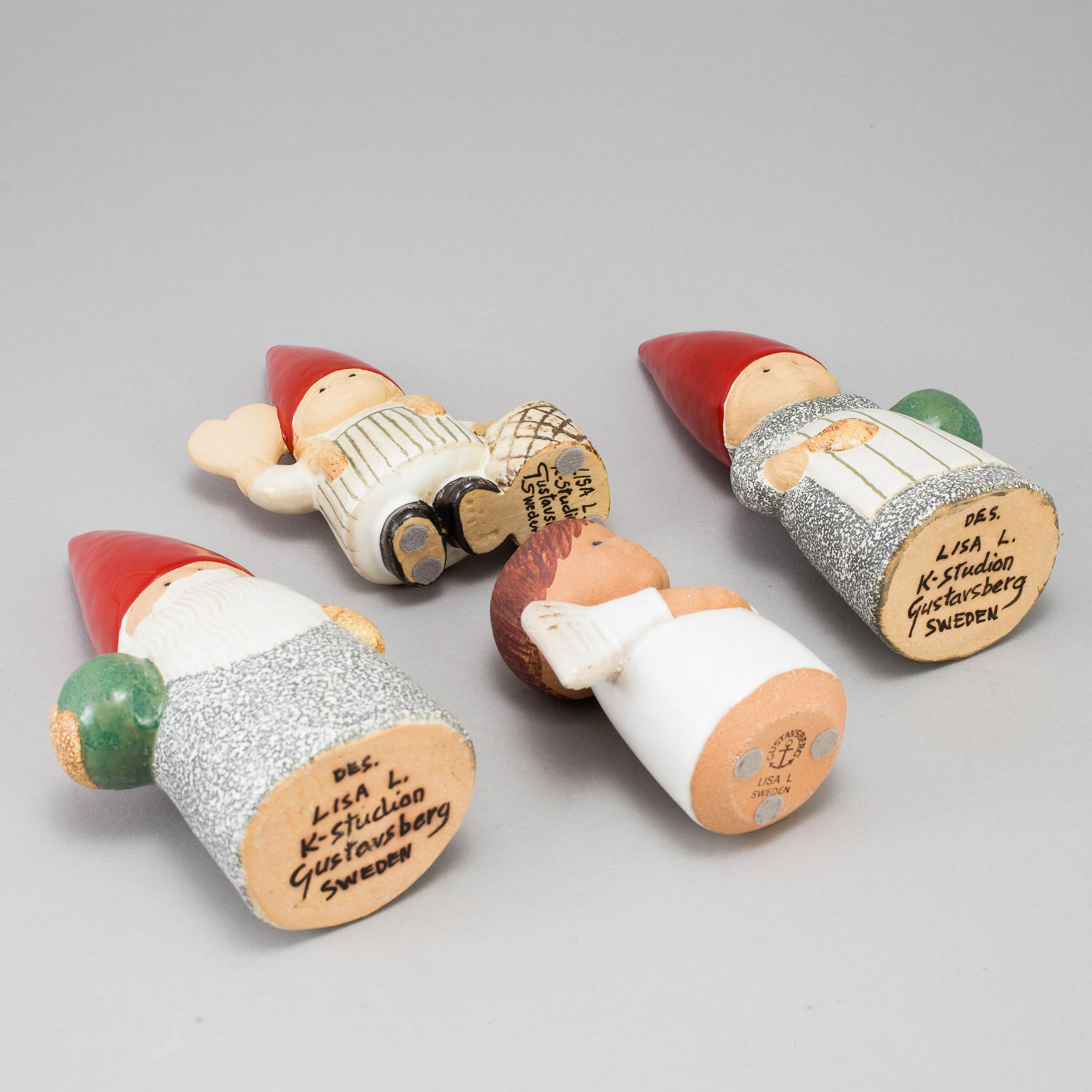 A set of four stoneware figurines by Lisa Larson for Gustavsberg.