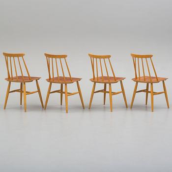 A set of four 'Fanett' chairs by Ilmari Tapiovaara, Edsbyverken, Sweden.