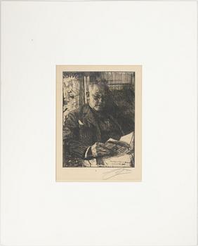 Anders Zorn, etsning, 1904, signerad med blyerts.