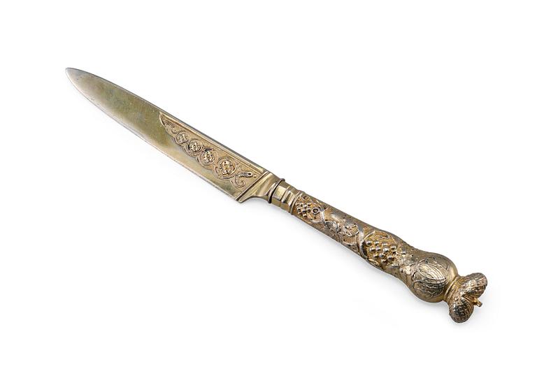 A LETTER KNIFE, 84 silver. Nichols & Plincke St Petersburg 1847.