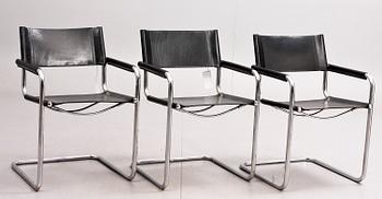 KARMSTOLAR, stålrör, 3 st. 1900-talets slut.