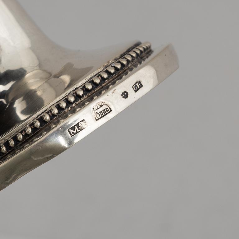 Gustaf Hamnqvist, ljusstakar, silver, Åmål 1794. Sengustavianska.