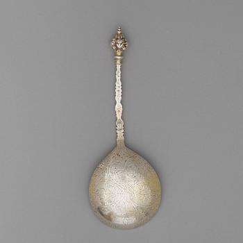 A Swedish early 17th century silver-gilt spoon, unmarked.