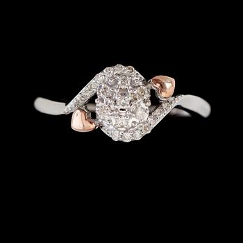 RING, silver och 10K roséguld med diamanter tot ca 0.20 ct.
