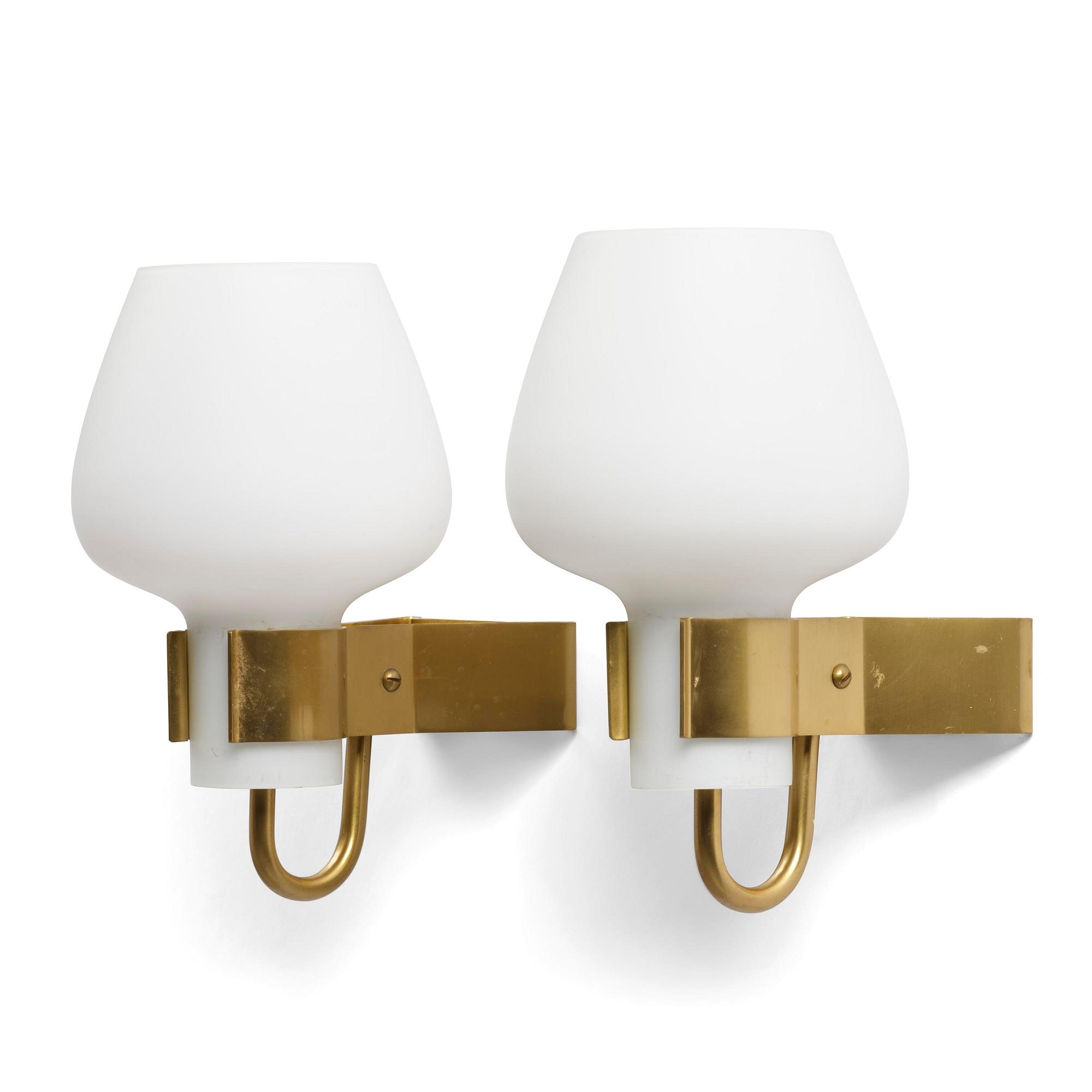 Hans Bergström, a pair of wall lamps model "397", ateljé Lyktan, Åhus, 1950s.