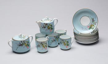 KAFFESERVIS, 7 delar, porslin, Kusnetzov, Ryssland.