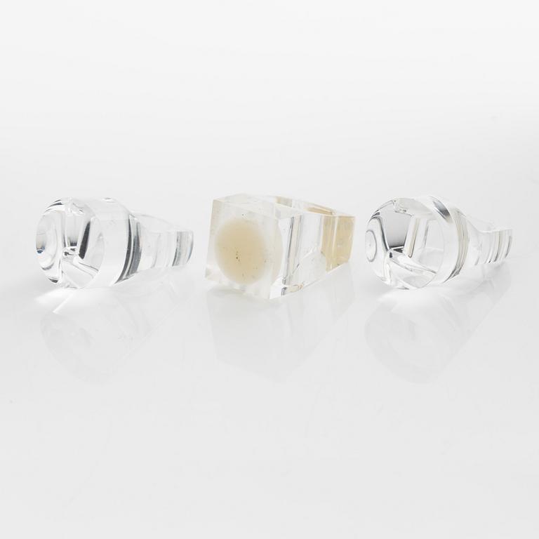 Siv Lagerström, three acrylic rings, 1970s.