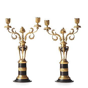 108. A pair of North European two-light candelabra, circa 1800.