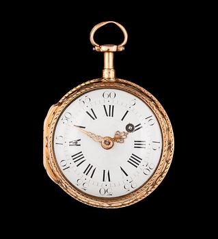 A gold verge pocket watch, Courvoisier, France. Late 18th century.