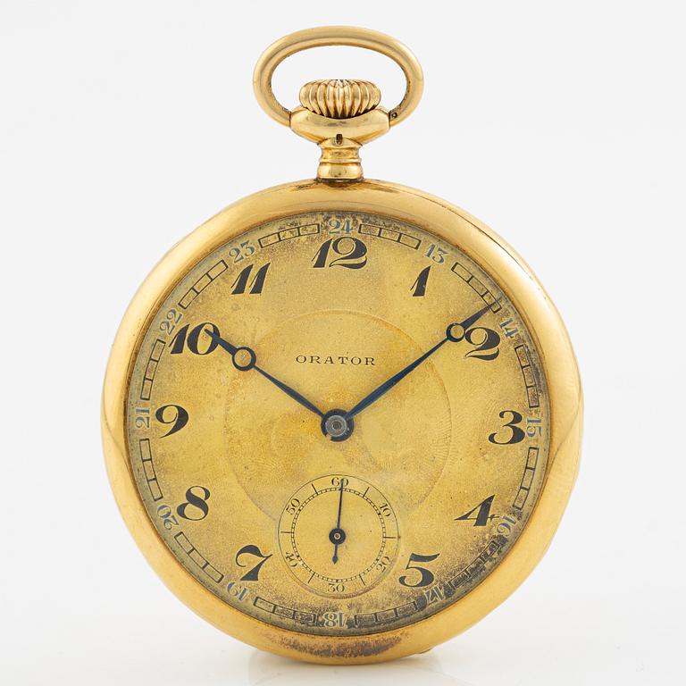Orator, 18K guld, fickur, 49 mm.