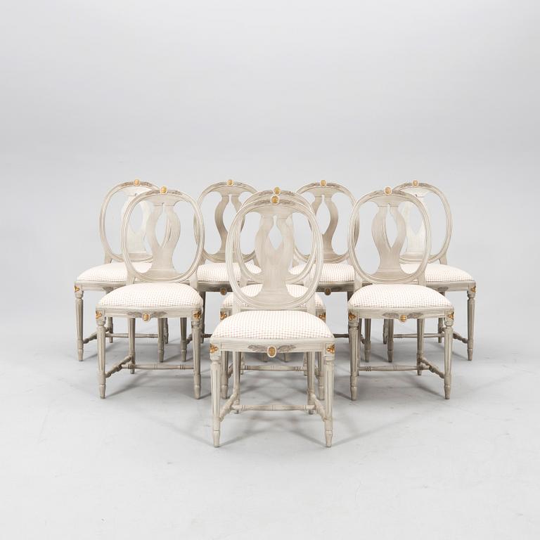 Dining set 9 pieces Gustavian style mid/second half of the 20th century.