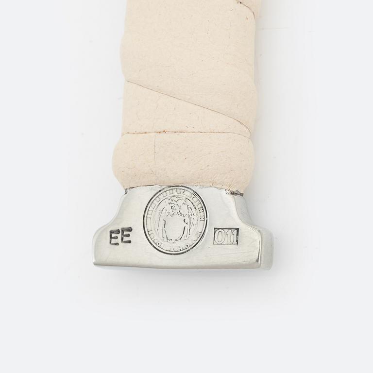 Eric Ericsson, a pewter and leather hand mirror 'Självbild Nr 5', 2012.