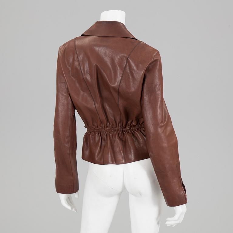 A lesther jacket by Hermès, in sixe 38(FR).