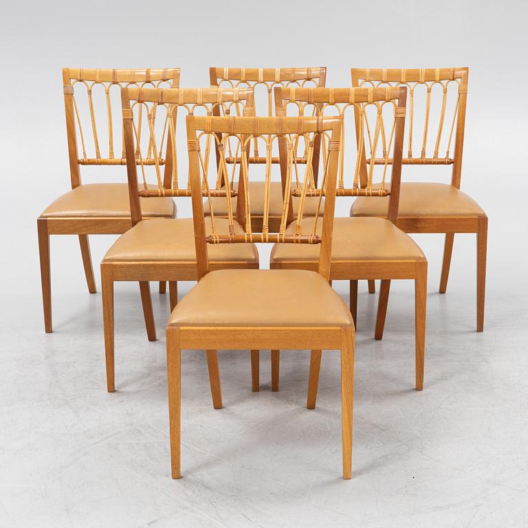 Josef Frank, a set of six model '1165' chairs, Firma Svenskt Tenn, post 1985.