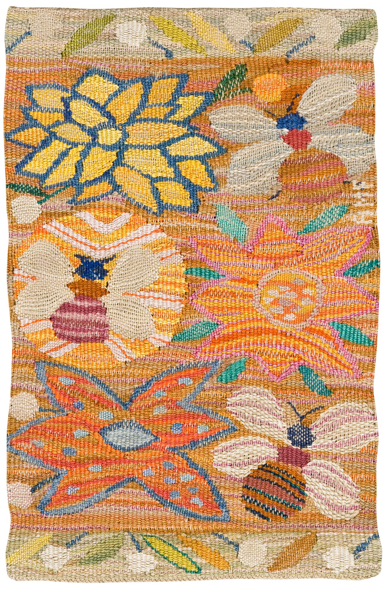 VÄVNAD. "Bilöpare 1". Gobelängvariant. 30,5 x 45,5 cm. Signerad AMF (Ann-Mari Forsberg, född Lindbom, för MMF AB).