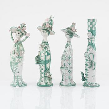 Björn Wiinblad, four earthenware figurines, 'The four seasons', Denmark, 1984-86.