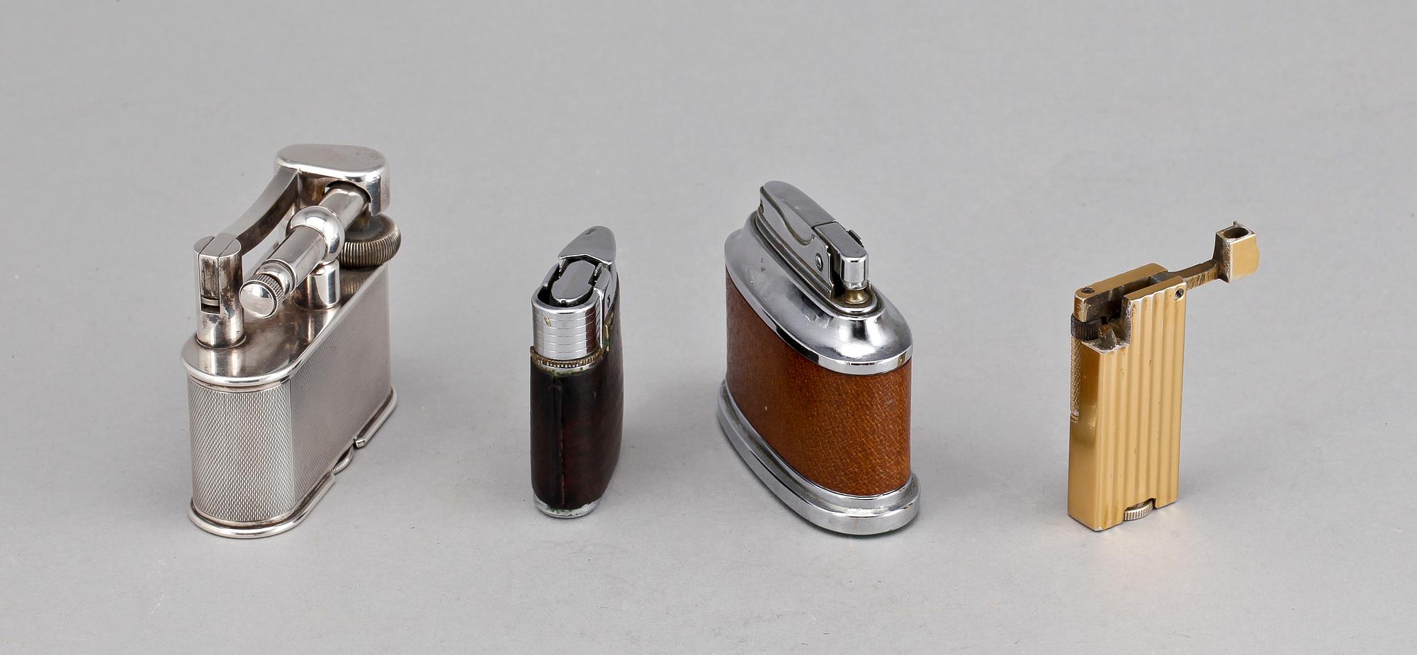 TÄNDARE, 4 st, bl.a. Ronson o Dunhill, 1900-talets andra hälft.