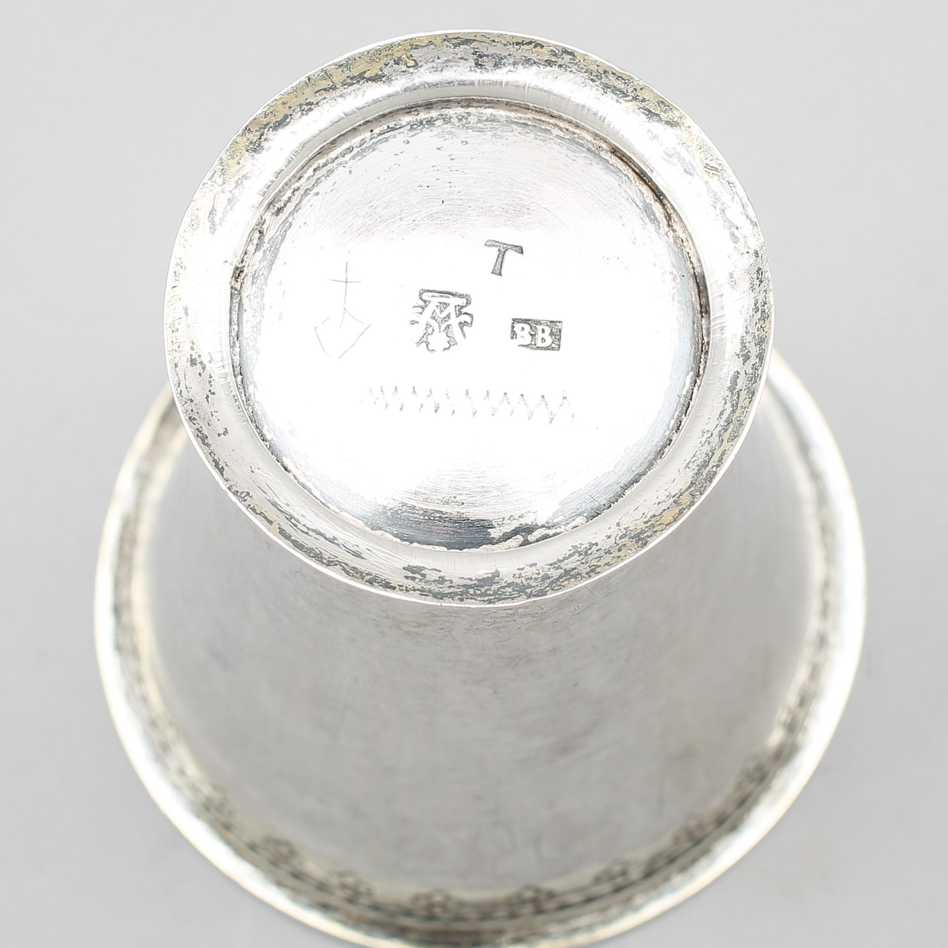 BÄGARE, silver, Bengt Björn, Västerås 1755.  Vikt 71 gram.
