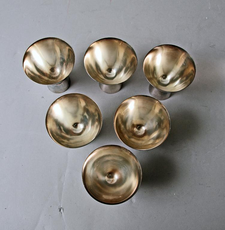 SHAKER samt COCTAILGLAS, 6 st, nysilver.