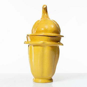 Allan Ebeling, skål med lock, och skålar, 2 st, glaserad keramik, Torshälla 1930-tal.