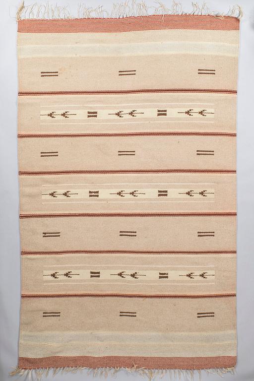 A 1930's Finnish flat weave carpet. Circa 247 x 150 cm.