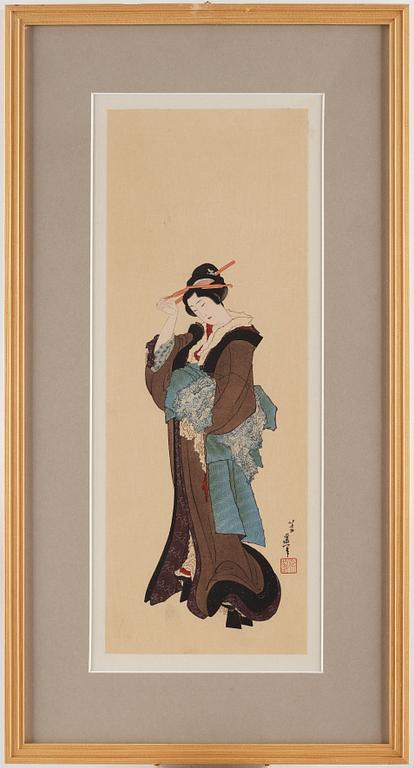 KATSUSHIKA HOKUSAI (1760–1849), efter, färgträsnitt. Japan, troligen 1900-tal.