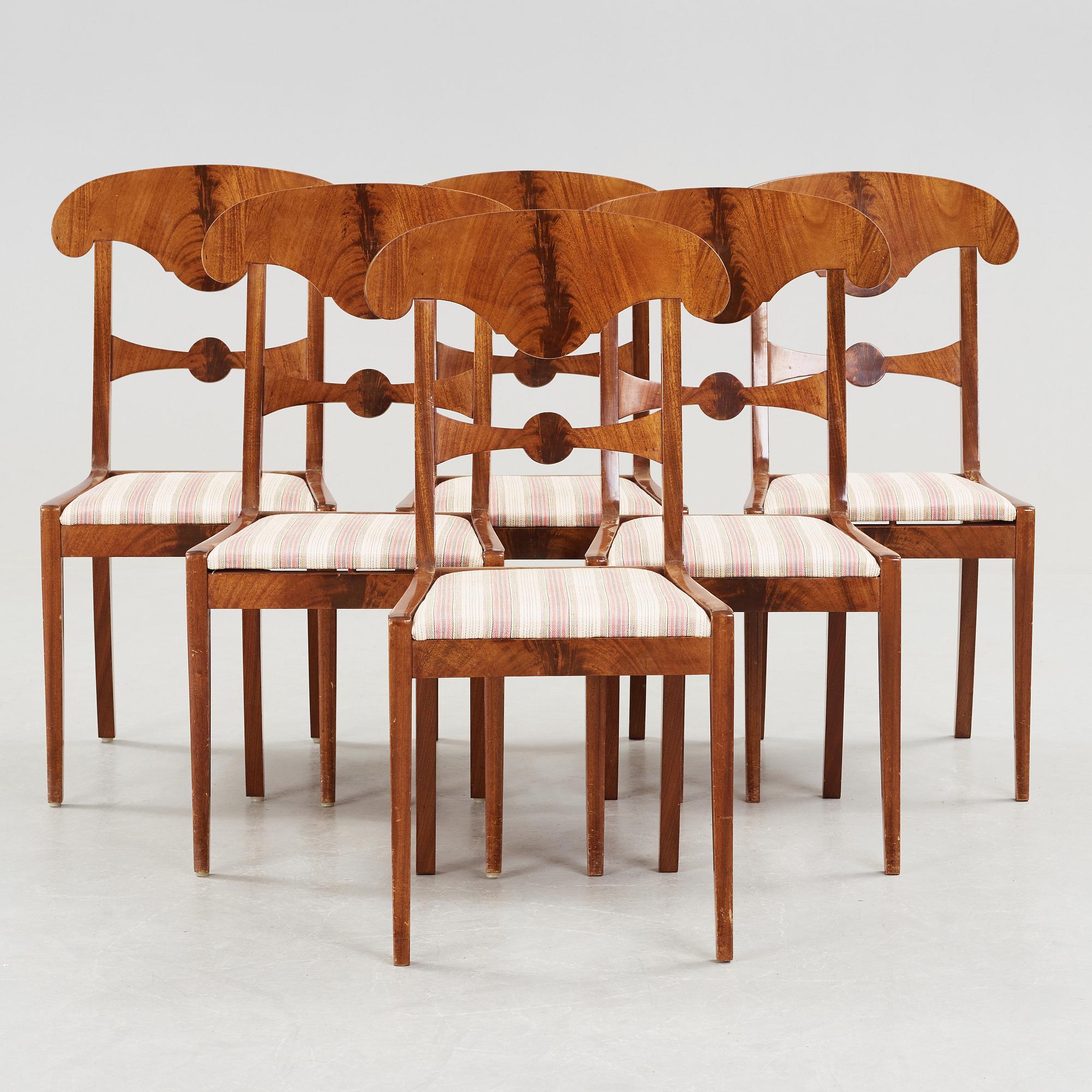 A set of six mid 19th century chairs.